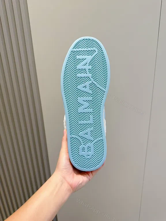 View 8 of White Balmain x Runner: Sculpted Paneling Sneakers
