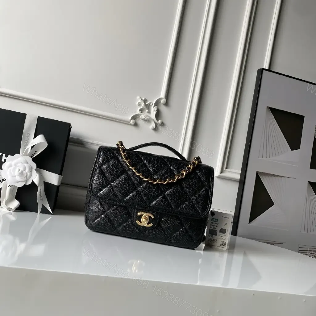 View 10 of Quilted Black Bag with Gold Chain—Timeless Luxury Utility