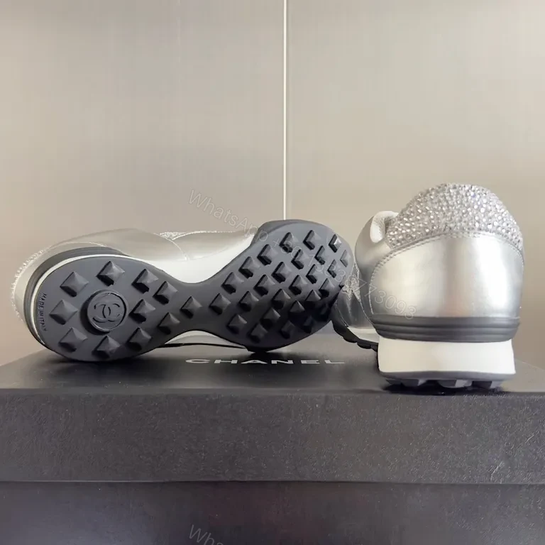 View 7 of Chanel-Inspired Silver Luxe Sneakers: Subtle Opulence