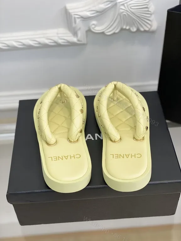 View 6 of Pastel Chanel-Inspired Quilted Flip Flops - Luxury Comfort Sandals
