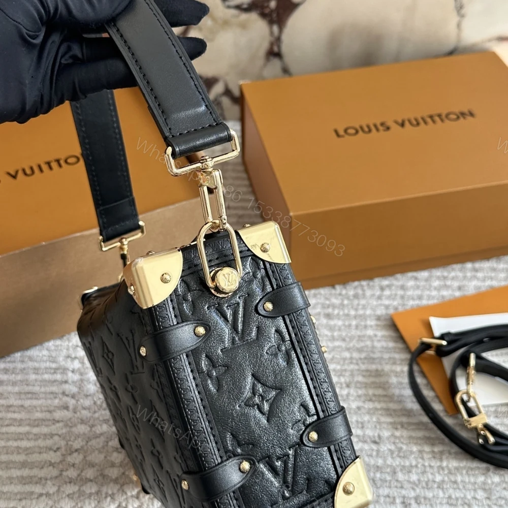 View 4 of Louis Vuitton MM Side Trunk Bag Gold Metal Black 23Cm
