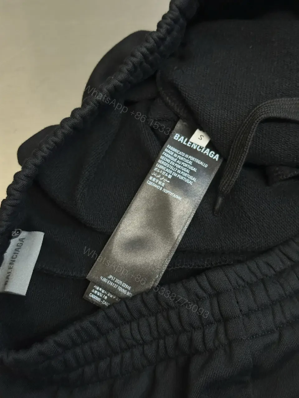 View 5 of Black Cotton Sweatshorts Balenciaga Logo Casual Elastic Waist Shorts