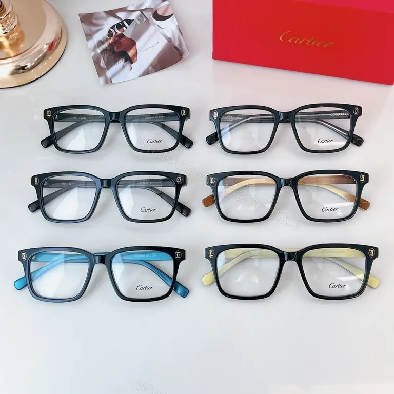 View 2 of Black Acetate Cartier-Inspired Eyeglasses â€“ Oversized, Gold-Logo, Luxury Frames