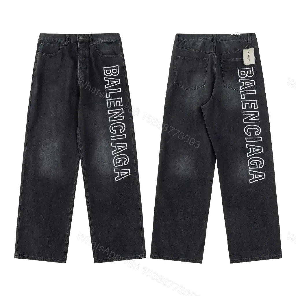 Bold Denim Wide-Leg Jeans: Bold Lettering, Street-Ready Style — view 1