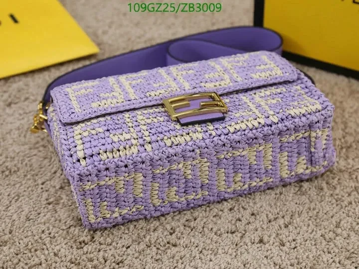 View 13 of Fendi Baguette Black Raffia Bag with Crocheted FF ZB9900