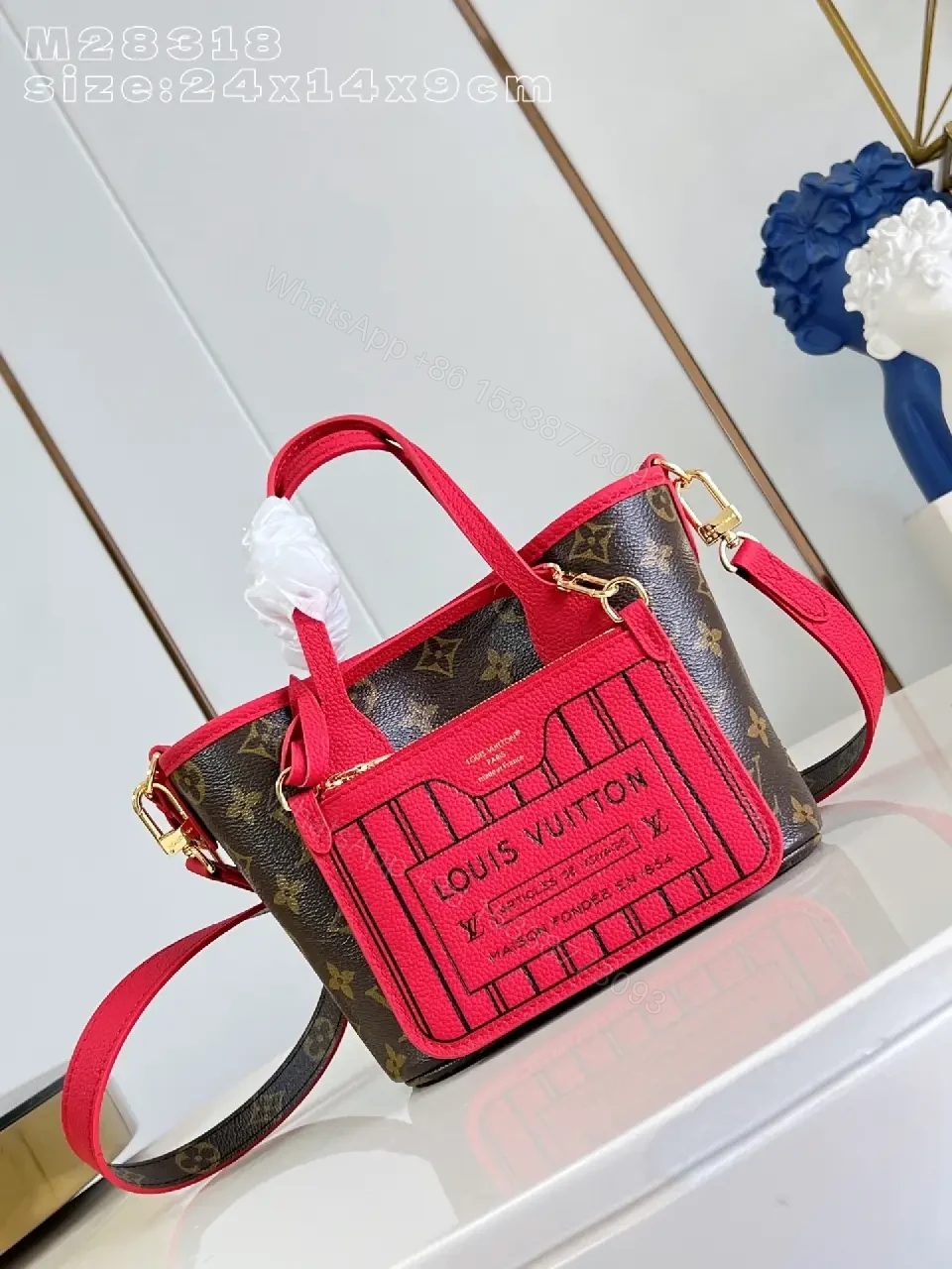 View 6 of Lux Monogram Crossbody with Pink Accent