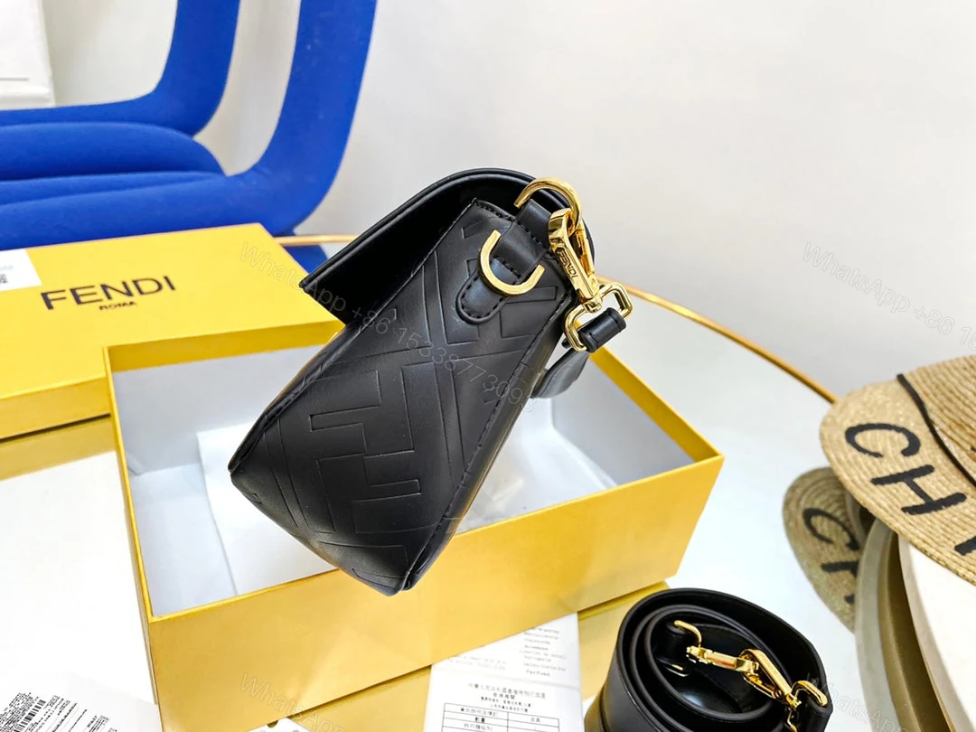 View 2 of FENDI Nappa FF 1974 Embossed Mini Baguette Black Sold Out