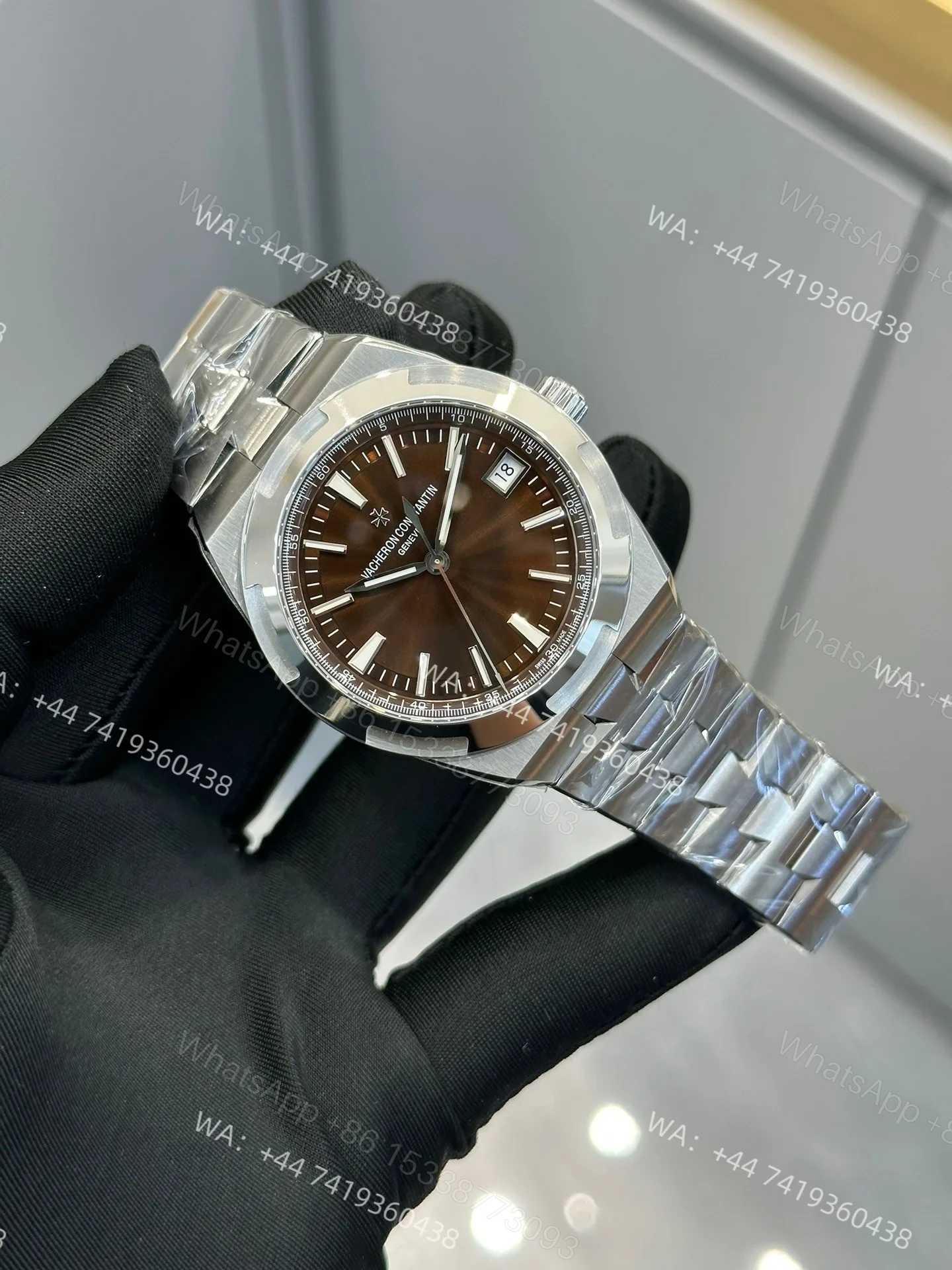View 2 of Super Clone Vacheron Constantin Overseas 4500V/110A-B146 – Stainless Steel Coffee Dial Watch