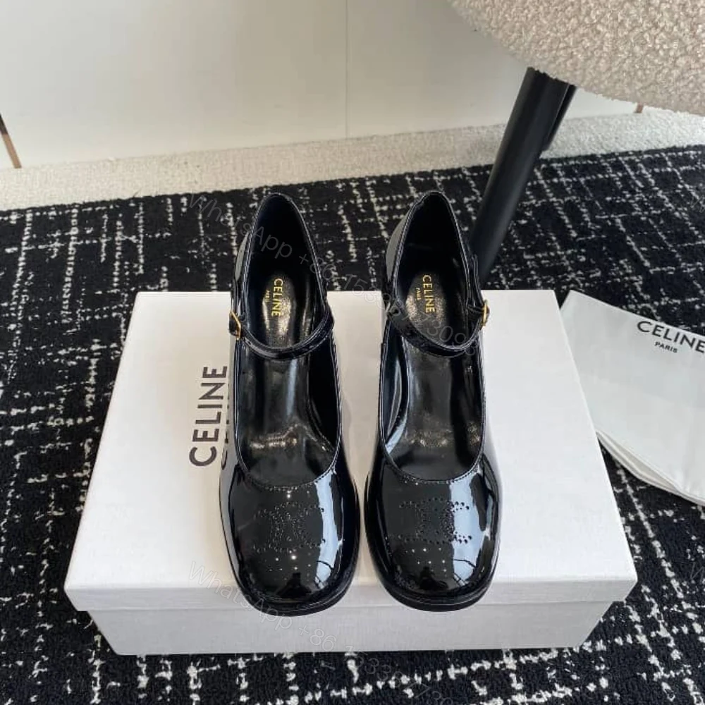 View 3 of CELINE LILY PERFORATED TRIOMPHE BABIES IN PATENT BLACK 360314582C 38NO