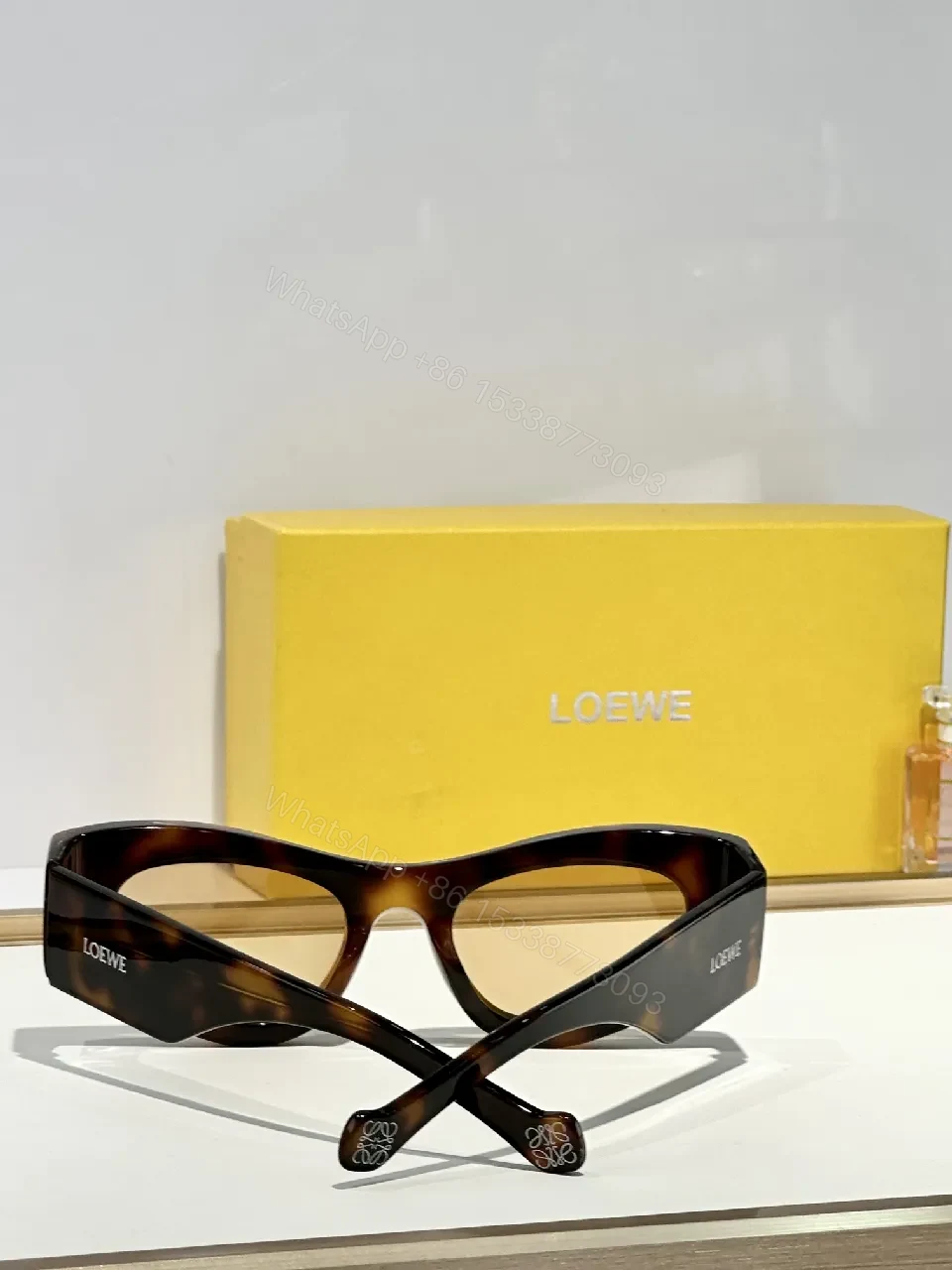View 5 of Bold Black Acetate Cat-Eye Sunglasses with Polarized Yellow Lenses