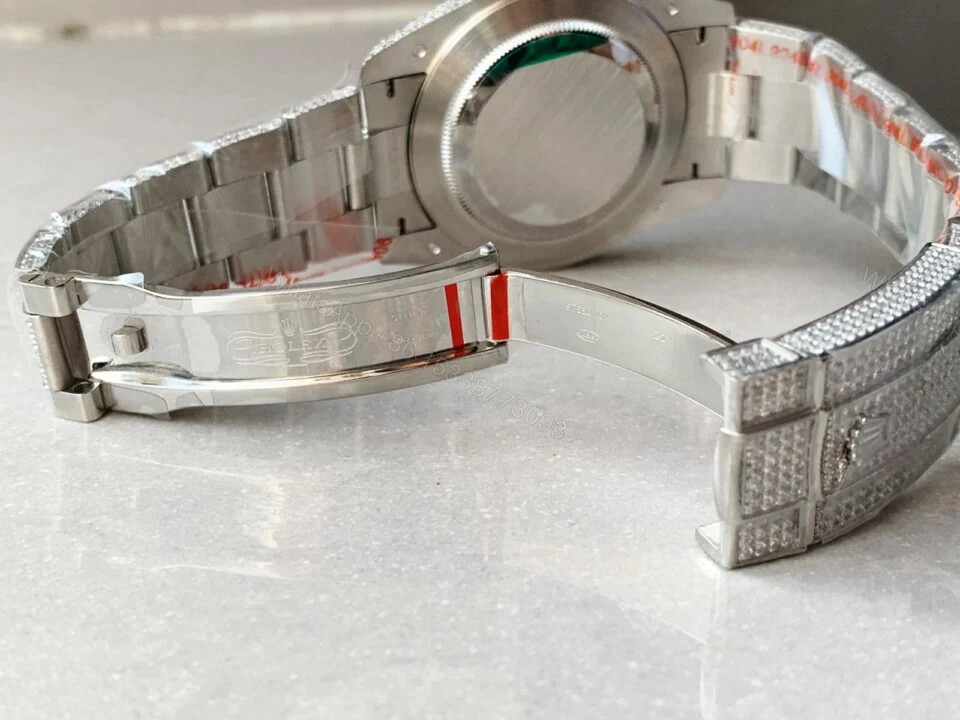 View 6 of Rolex OYSTER PERPETUAL 41mm 904L SS MOISSANITE DIAMONDS BRACELET AND DIAL A2824 iced out