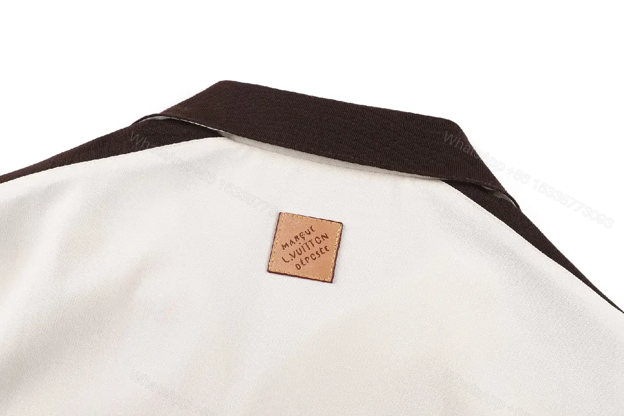 View 2 of Beige Cotton Shirt Jacket with Black Stripes, Louis Vuitton, Short Sleeve, Front Pocket, Classic Style