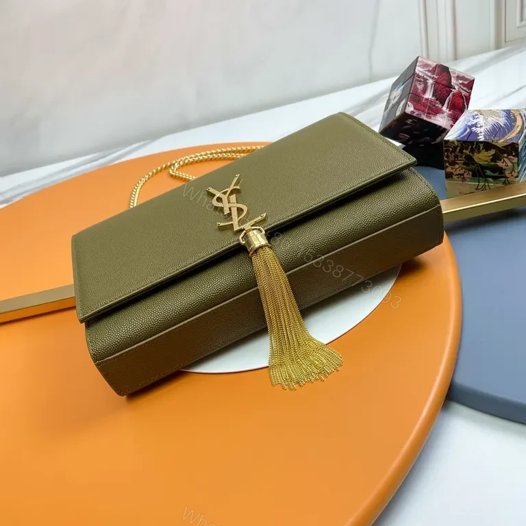 View 7 of Olive Green YSL-Inspired Leather Shoulder Bag: Structured Luxe