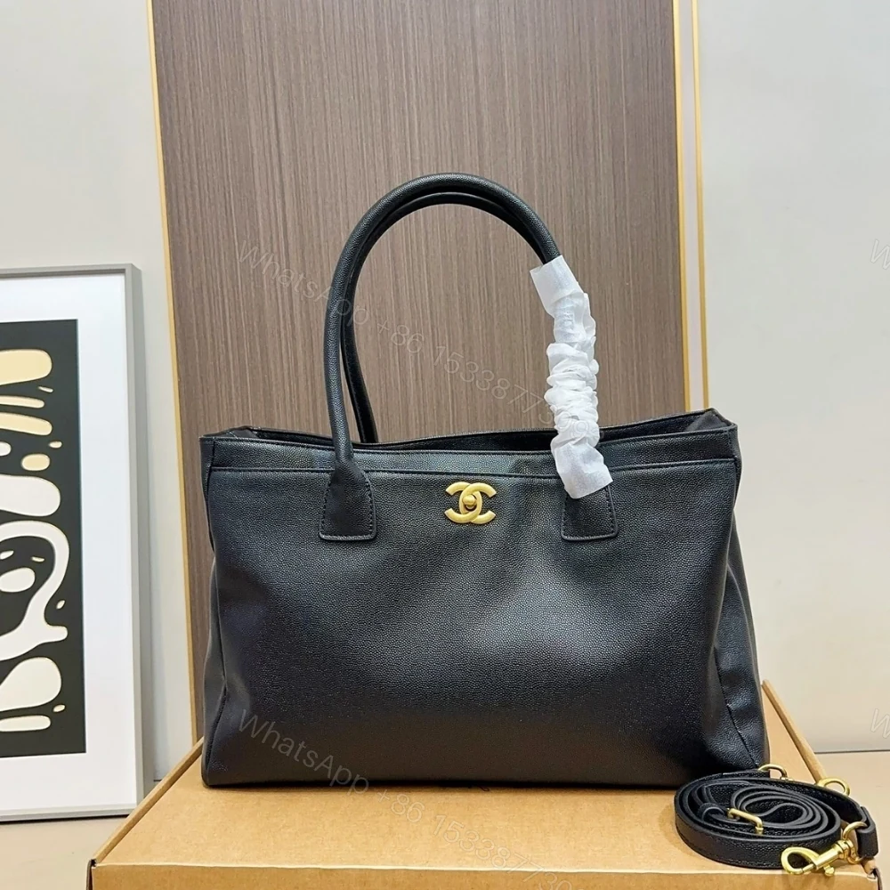 View 2 of Chanel Executive Cerf Tote Gold Tone In Black 36Cm