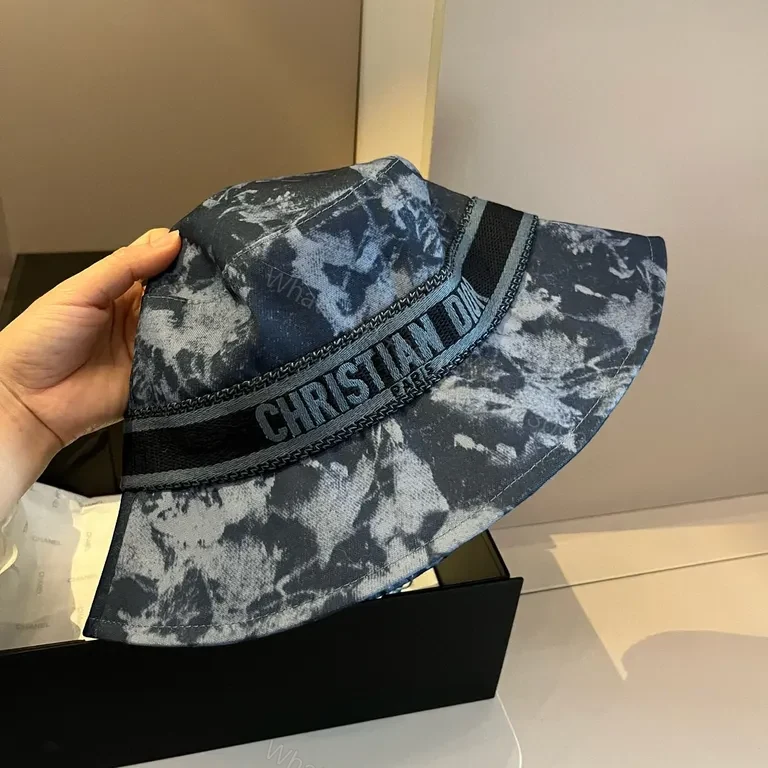 View 6 of Blue-Gray Tie-Dye Bucket Hat with Dior Band â€“ Luxe Streetwear