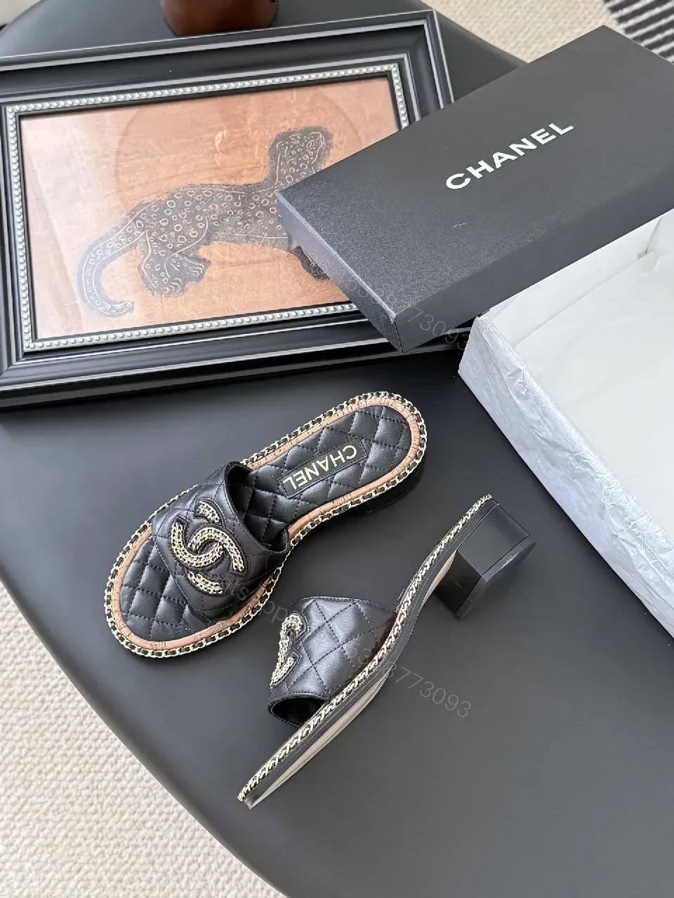View 4 of Quilted Leather Slide with Signature Detailing