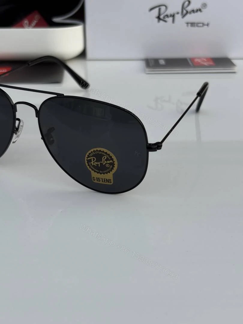 View 3 of First Copy Rayban Aviator 3026 Full Black Glass Quality