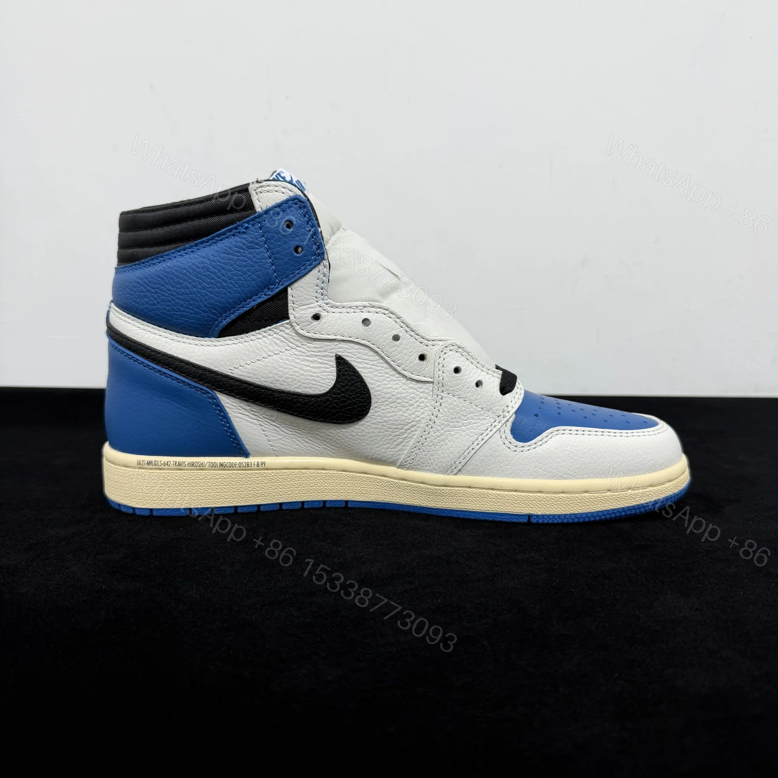 View 2 of Travis Scott × Fragment × Air Jordan 1 High OG TS SP “Military Blue” Reps