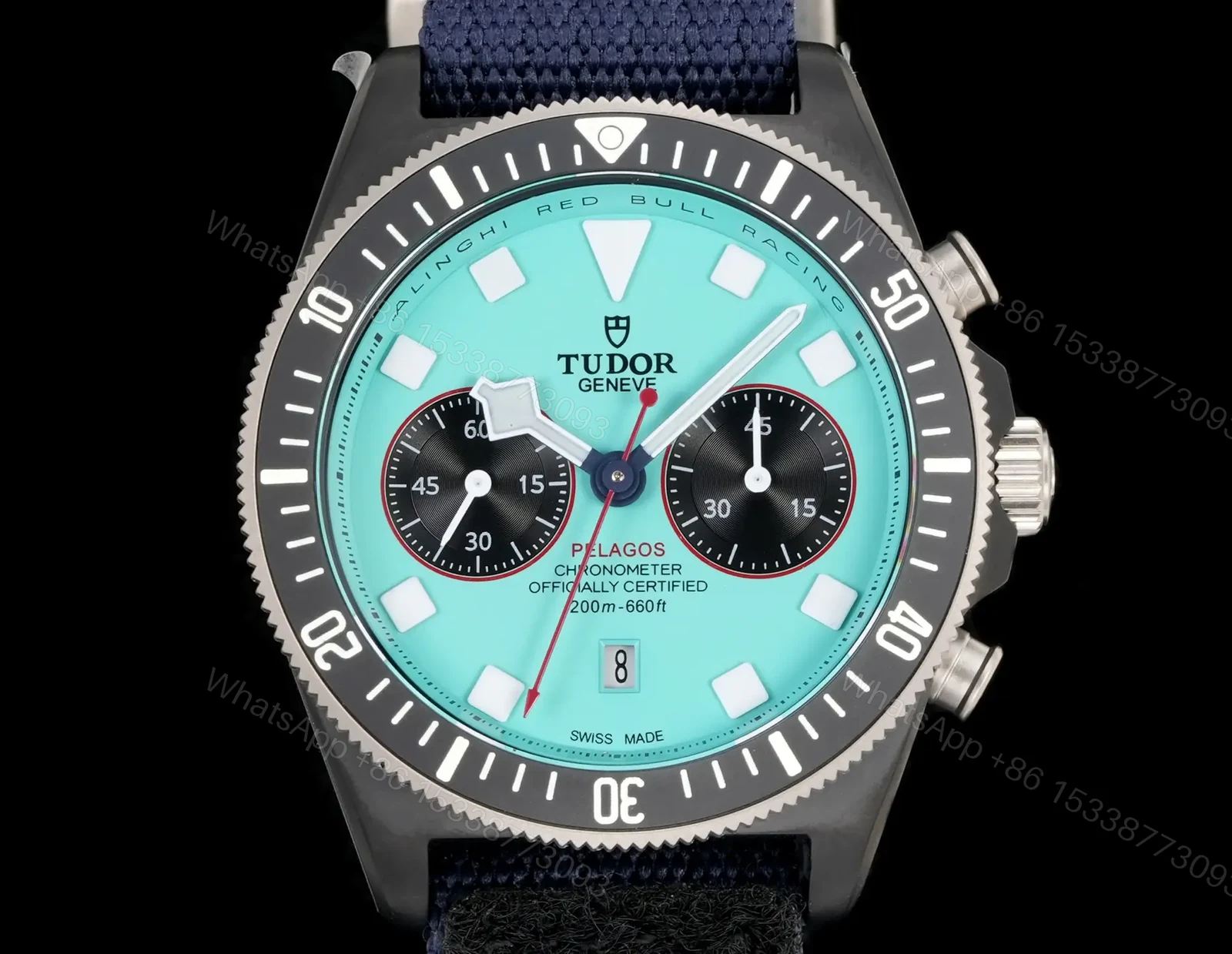 Tudor Pelagos Chronograph Turquoise Dial Navy Fabric Strap Premium 43MM M25807KN-0001 — view 1