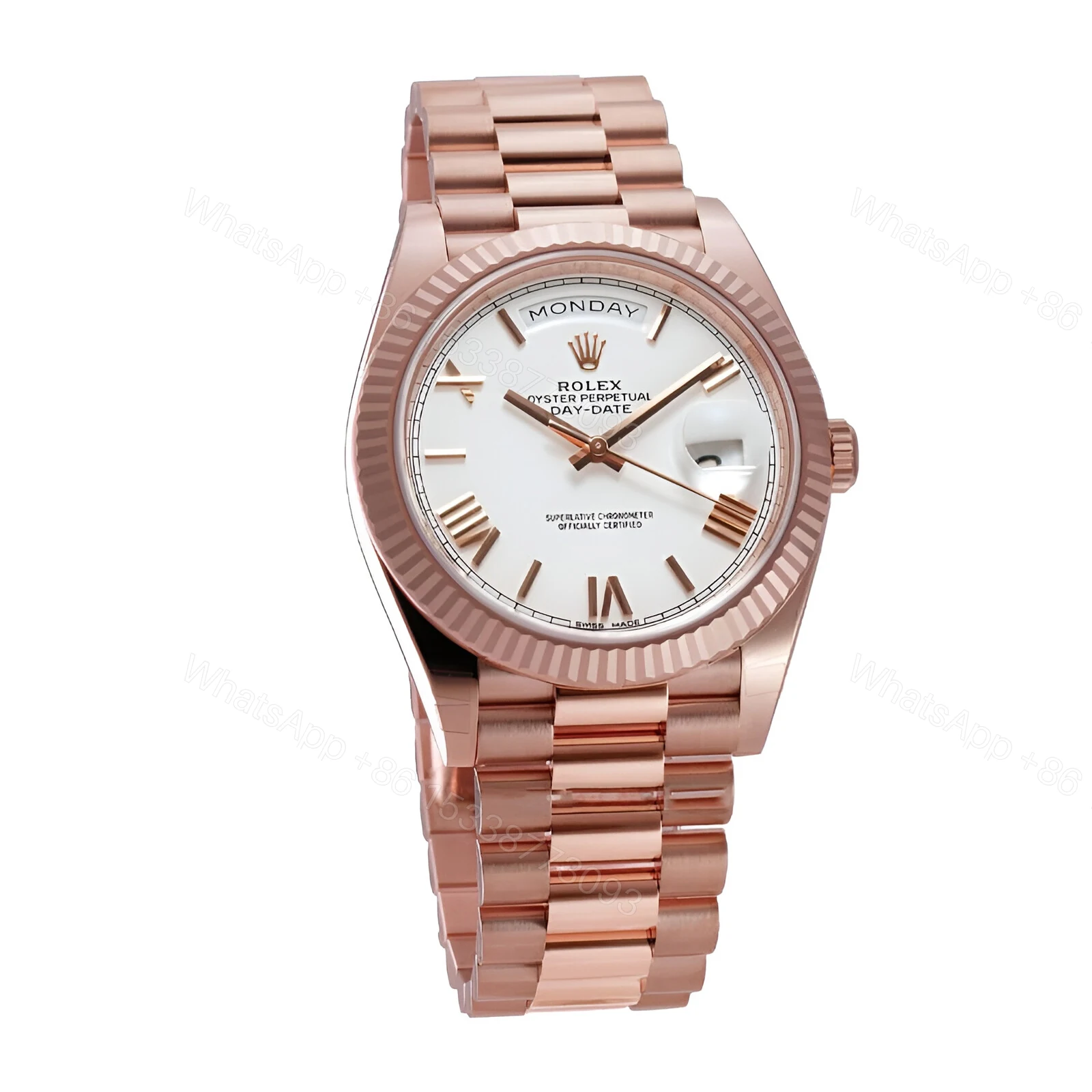 View 2 of Rolex Day-Date 228235 KW Rose Gold White Dial Replica