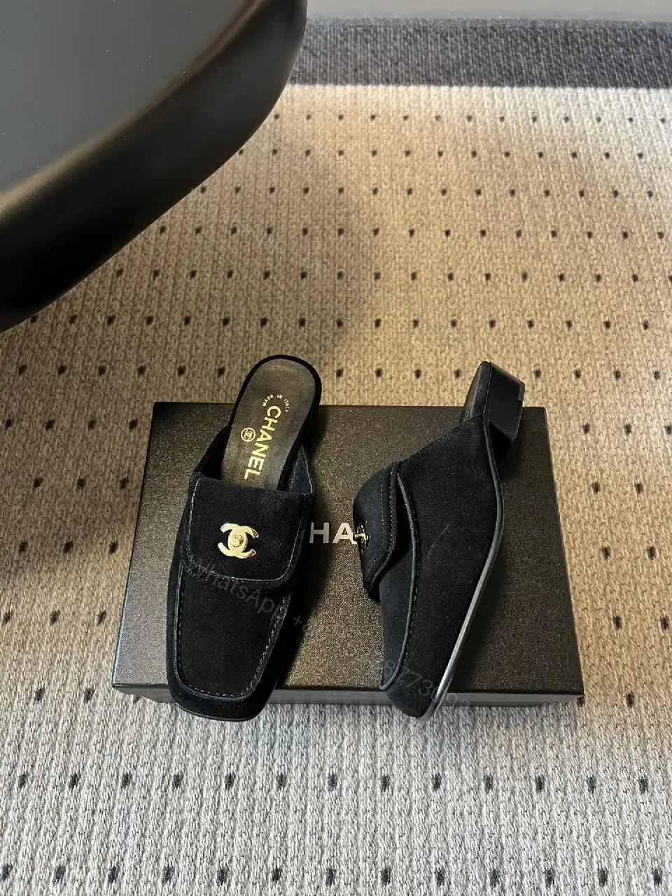 View 5 of Velvet Mules with Gold Hardware – Sophisticated Slip-Ons