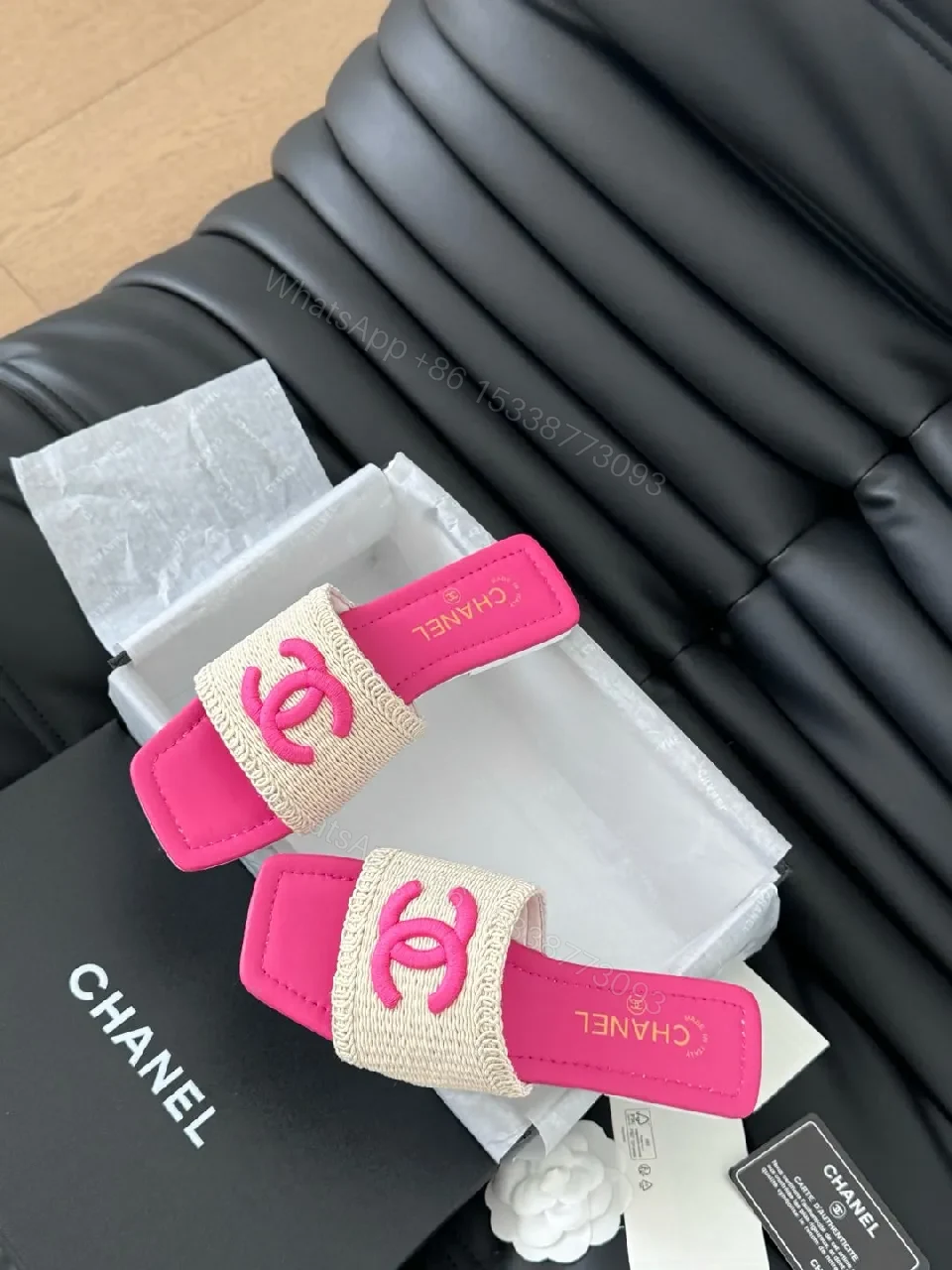 View 4 of Vivid Pink-Accent Woven Slide with Cushioned Comfort