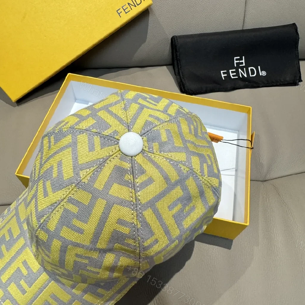 View 2 of Two-Tone Fendi-Style Logo Jacquard Cap with Adjustable Back