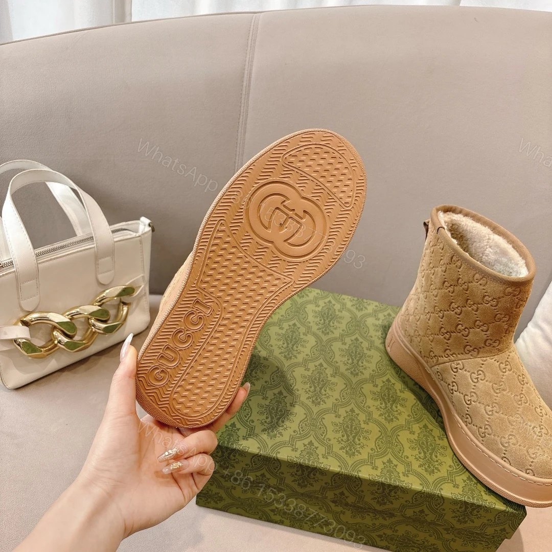 View 8 of GUCCI WOMEN’S BOOT GG SUEDE CANVAS BROWN