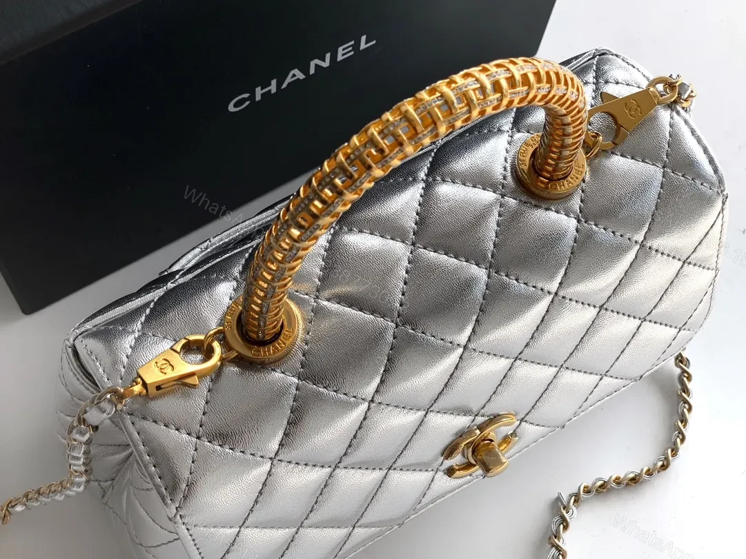 View 4 of Quilted Metallic Handbag: Structured Glamour, All-Day Confidence