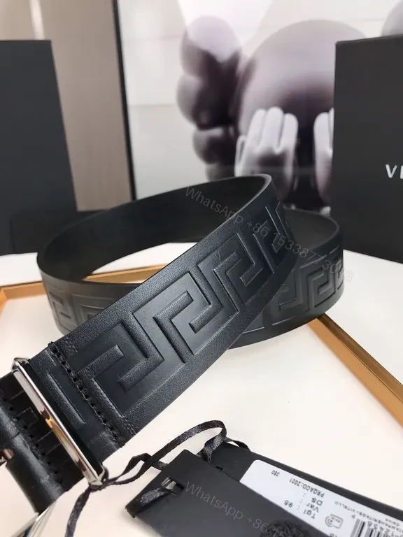 View 3 of Greek-Key Leather Belt â€” Luxurious, All-Season Style