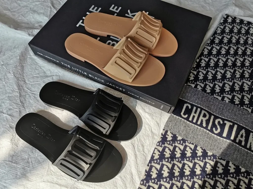 View 5 of DIOR-Inspired Bold Slides: Designer Logo, Comfort Footbed, Water-Resistant