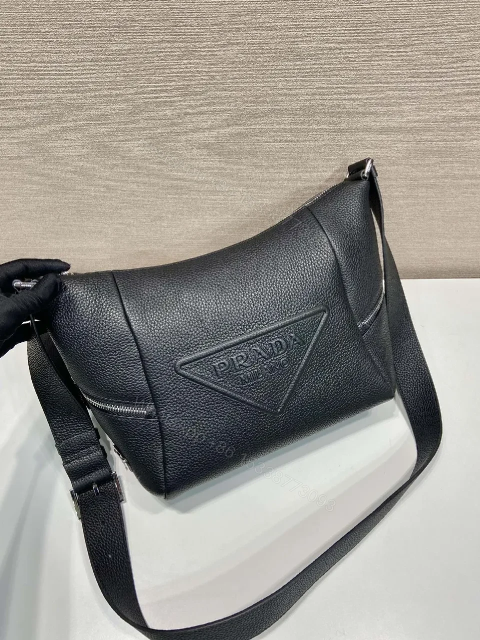 View 4 of Pebbled Leather Crossbody: Compact, Urban-Edge Essential Bag