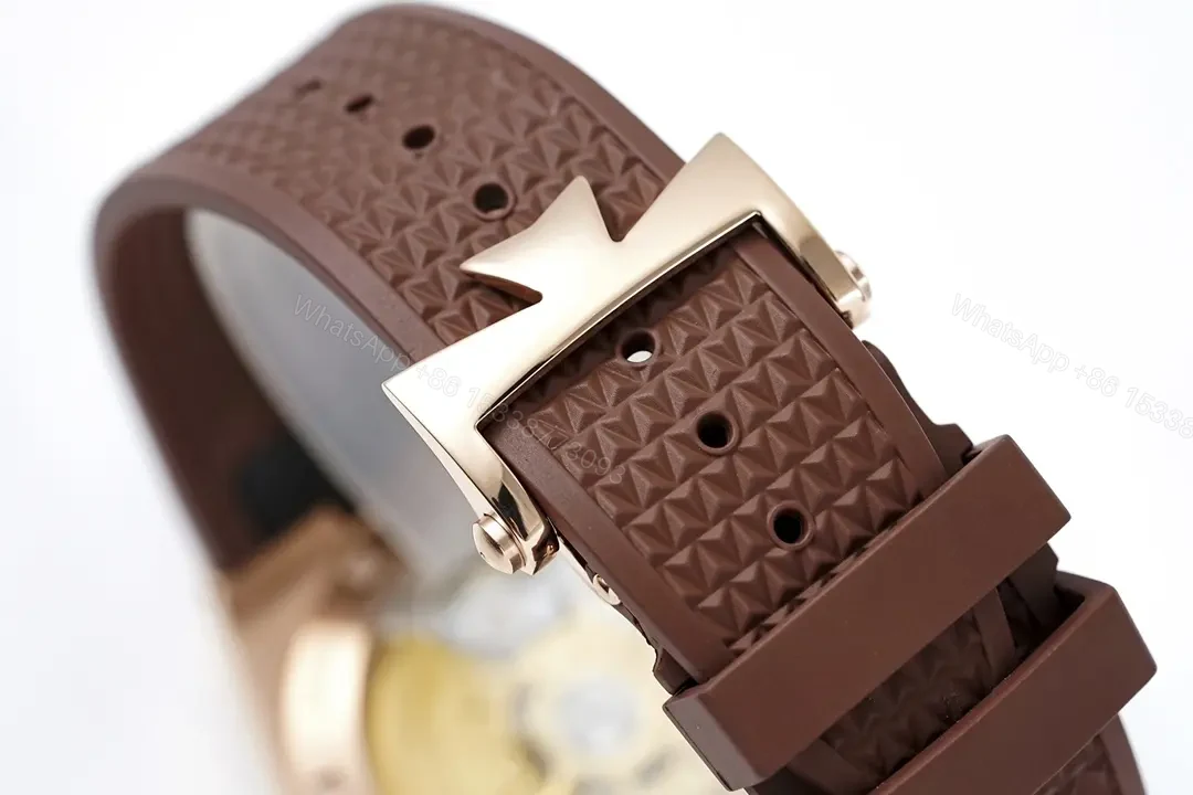 View 9 of Vacheron Constantin Overseas Rose Gold Watch with Brown Leather Strap, 41mm Stainless Steel Case, Sapphire Crystal, 5100 Automatic Movement, 150m Water Resistance, Interchangeable Strap System