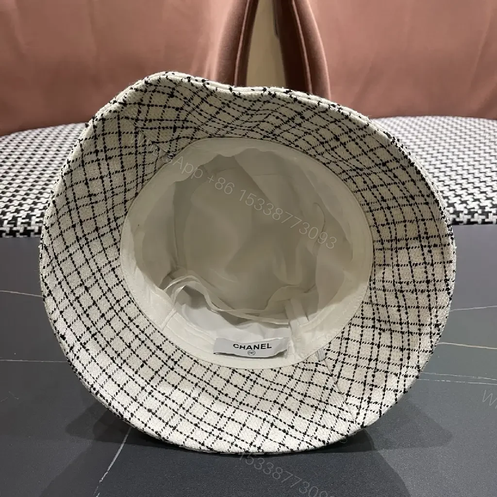 View 9 of Tweed Cap: Luxury Grid Pattern with Logo Badge