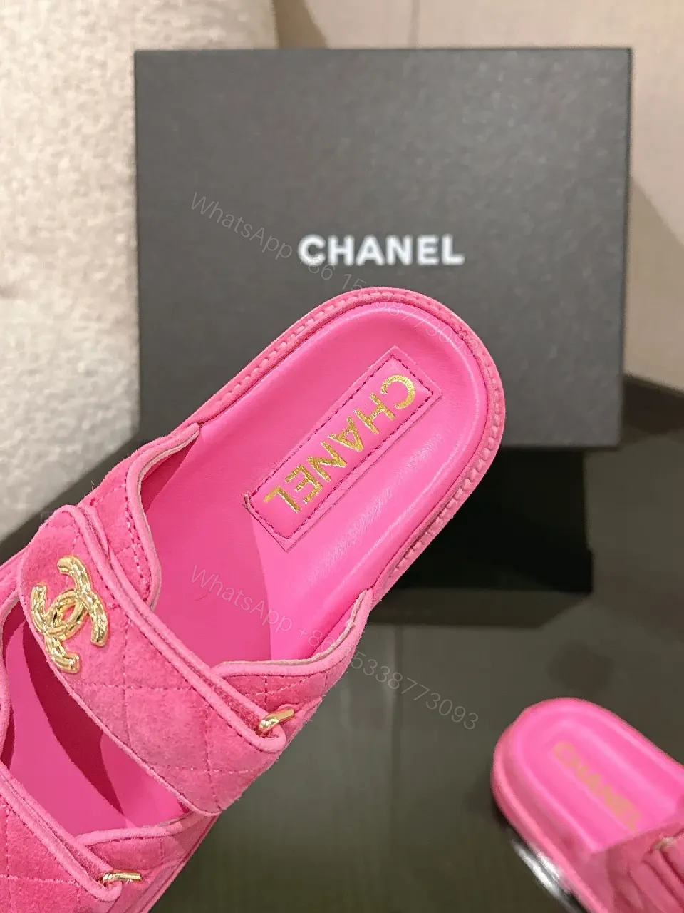 View 4 of Pink Luxe Slides with Dual Straps and Cushioned Comfort
