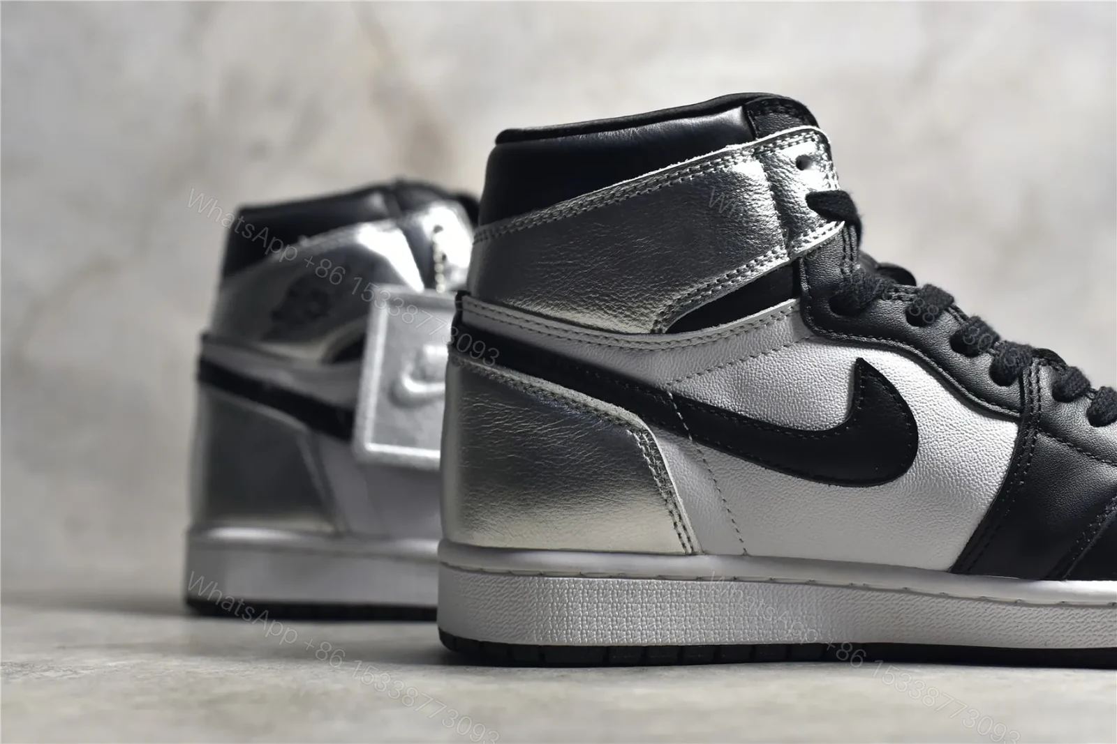 View 6 of Air Jordan 1 Retro High “Silver Toe” Replica