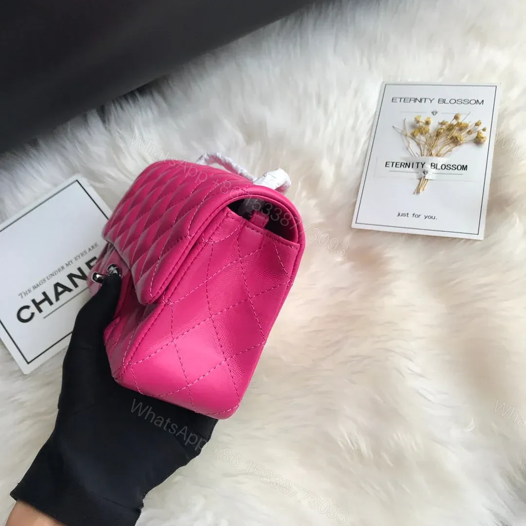 View 3 of CHANEL 20 CLASSIC SMALL DOUBLE FLAP BAG IN DEEP PINK CALFSKIN