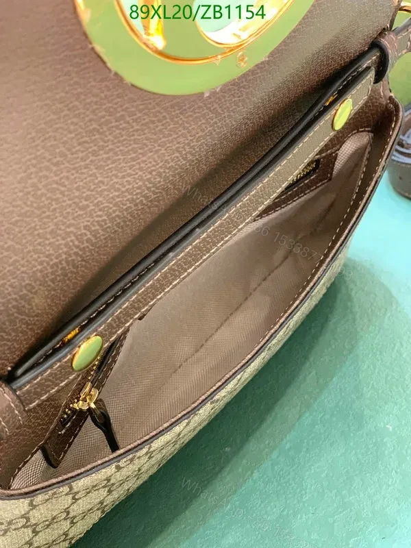 View 8 of Gucci Faux Blondie Canvas Shoulder Bag with Brown Leather Gold Hardware RX52DZ