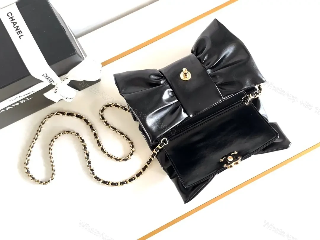 View 5 of Black Leather Ruched Clutch: Minimalist Glam, Gold Hardware, Evening-ready