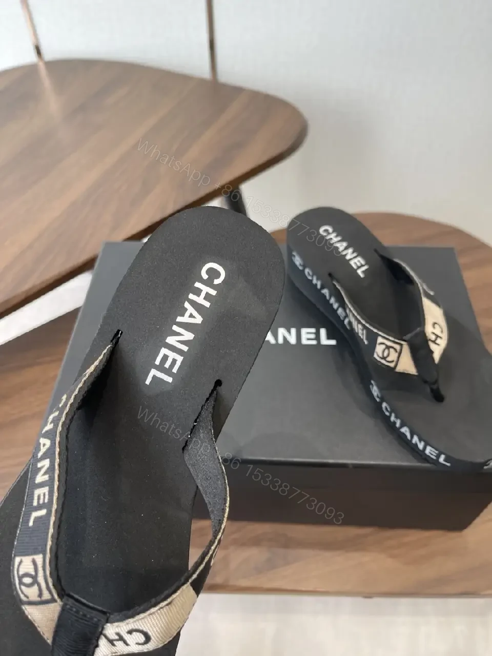 View 6 of Black Synthetic Ribbon Sandals - Luxe, Comfortable, Minimalist Slip-On