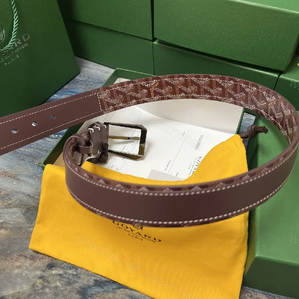 View 8 of Lux Leather Belt with Chevron Pattern & Brass Buckle