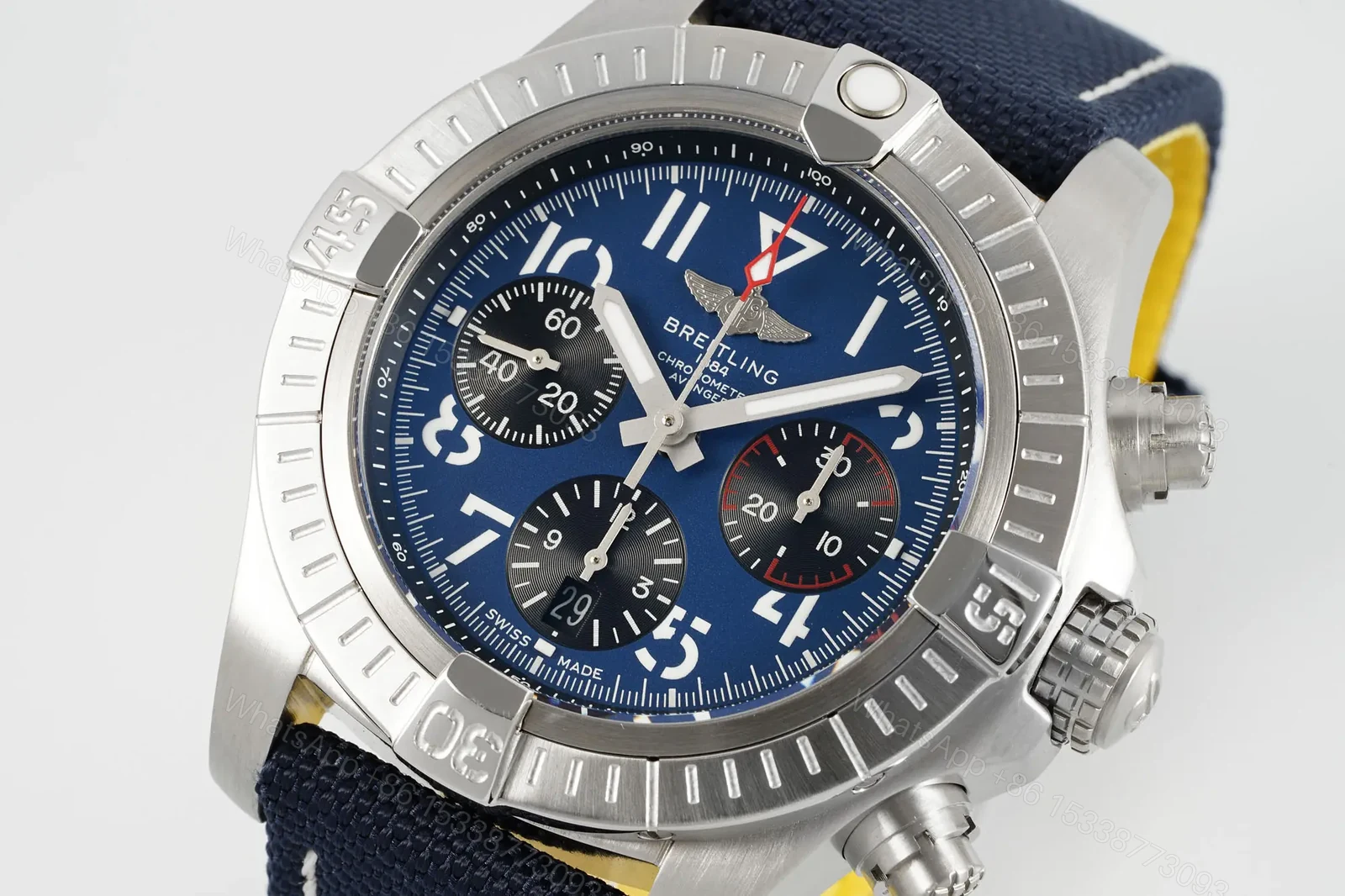 View 3 of Breitling Avenger B01 Chronograph 45 Stainless Steel Blue Dial Black Strap – Folding AB01821A1C1X2