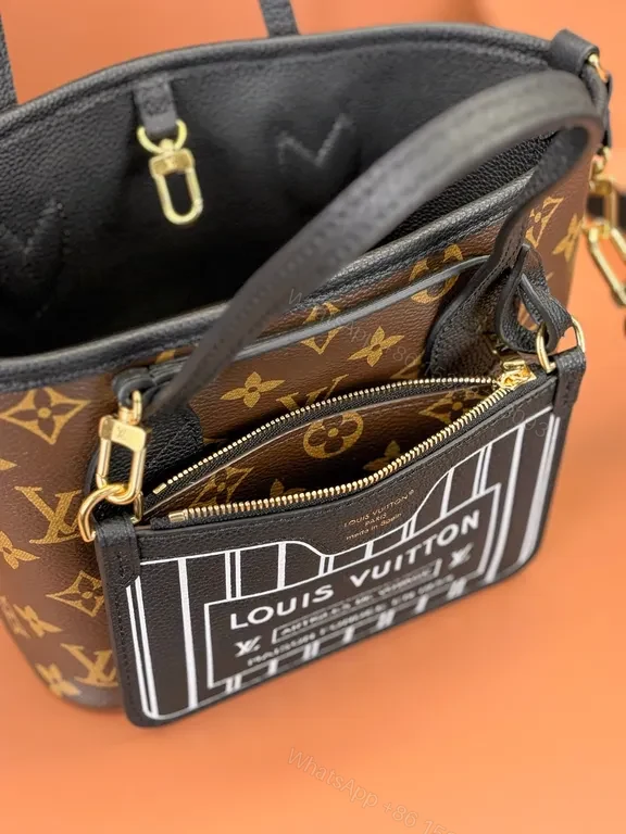 View 2 of Brown Leather Monogram Luxury Handbag with Detachable Cardholder