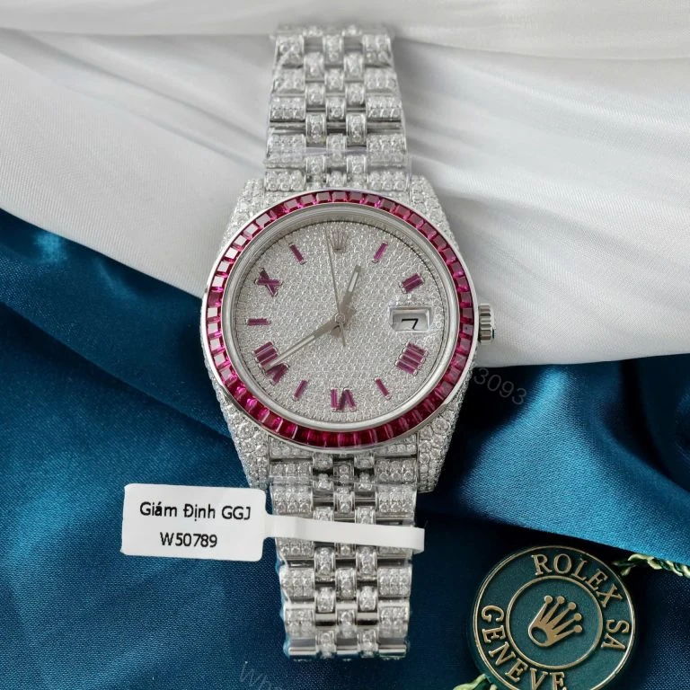 Datejust 41mm Super Clone Custom Ruby + Moissanite Diamonds Replica — view 1