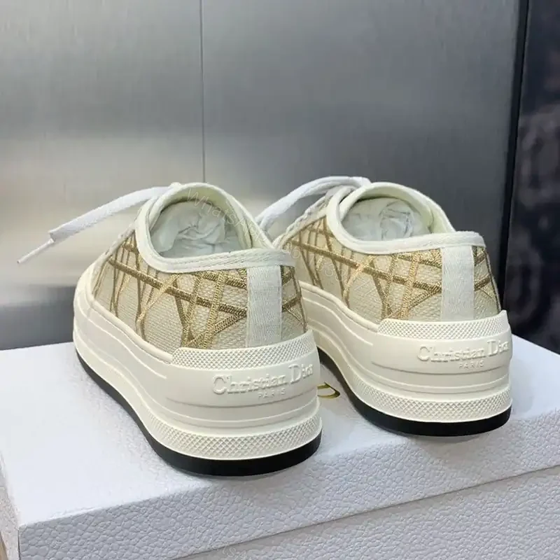 View 3 of WALK’N’DIOR PLATFORM SNEAKERS UNISEX MACROCANNAGE EMBROIDERED GOLD – CD183