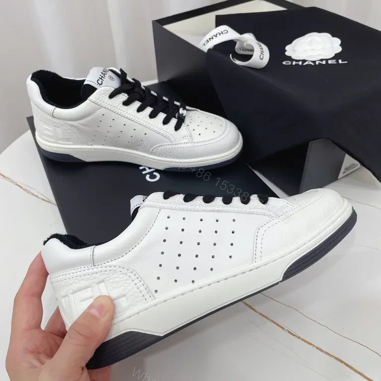 View 5 of White Leather Sneaker: Chanel-Inspired Luxury Comfort Sneakers