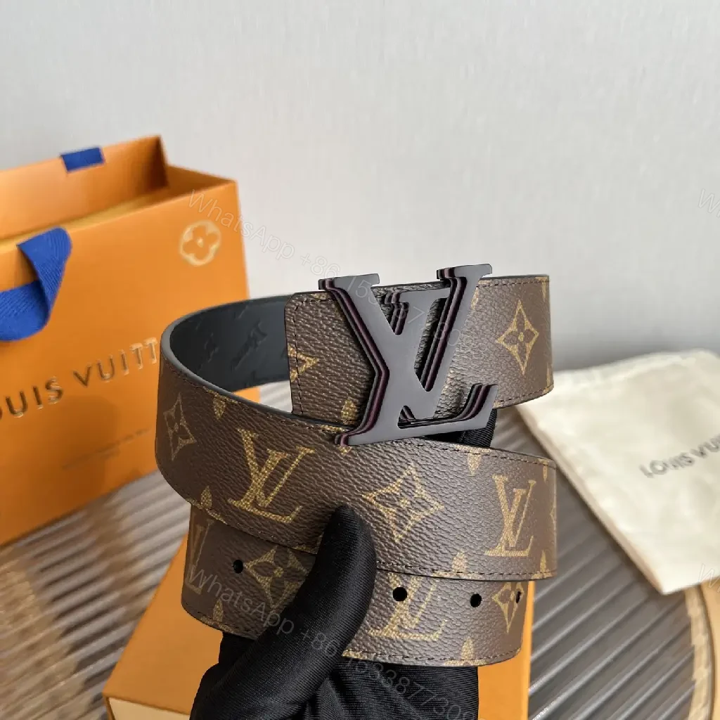 View 2 of Brown Monogram Canvas Belt with LV Logo Buckle