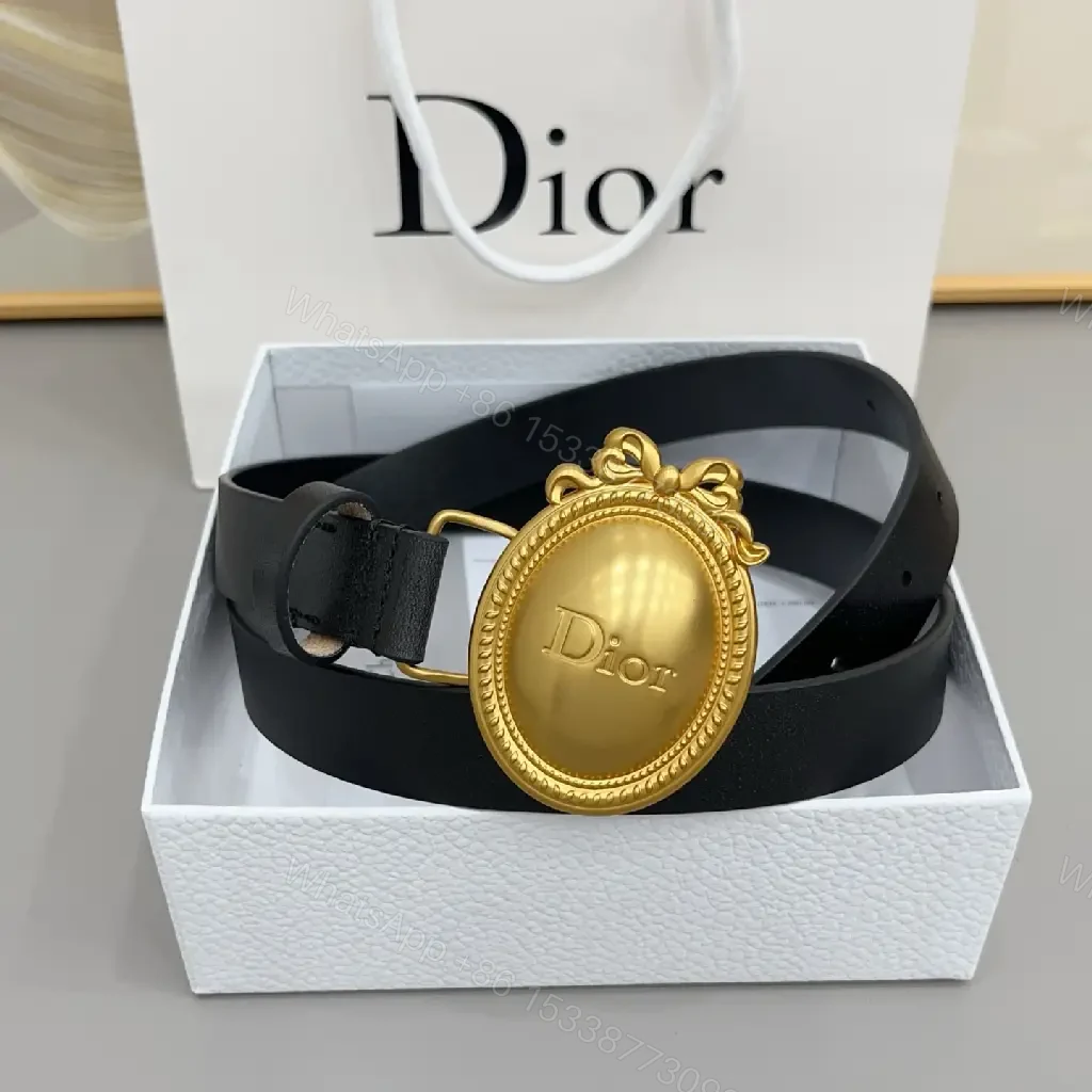 View 9 of Black Belt Vintage-Style with Ornate Gold Oval Buckle (Dior)