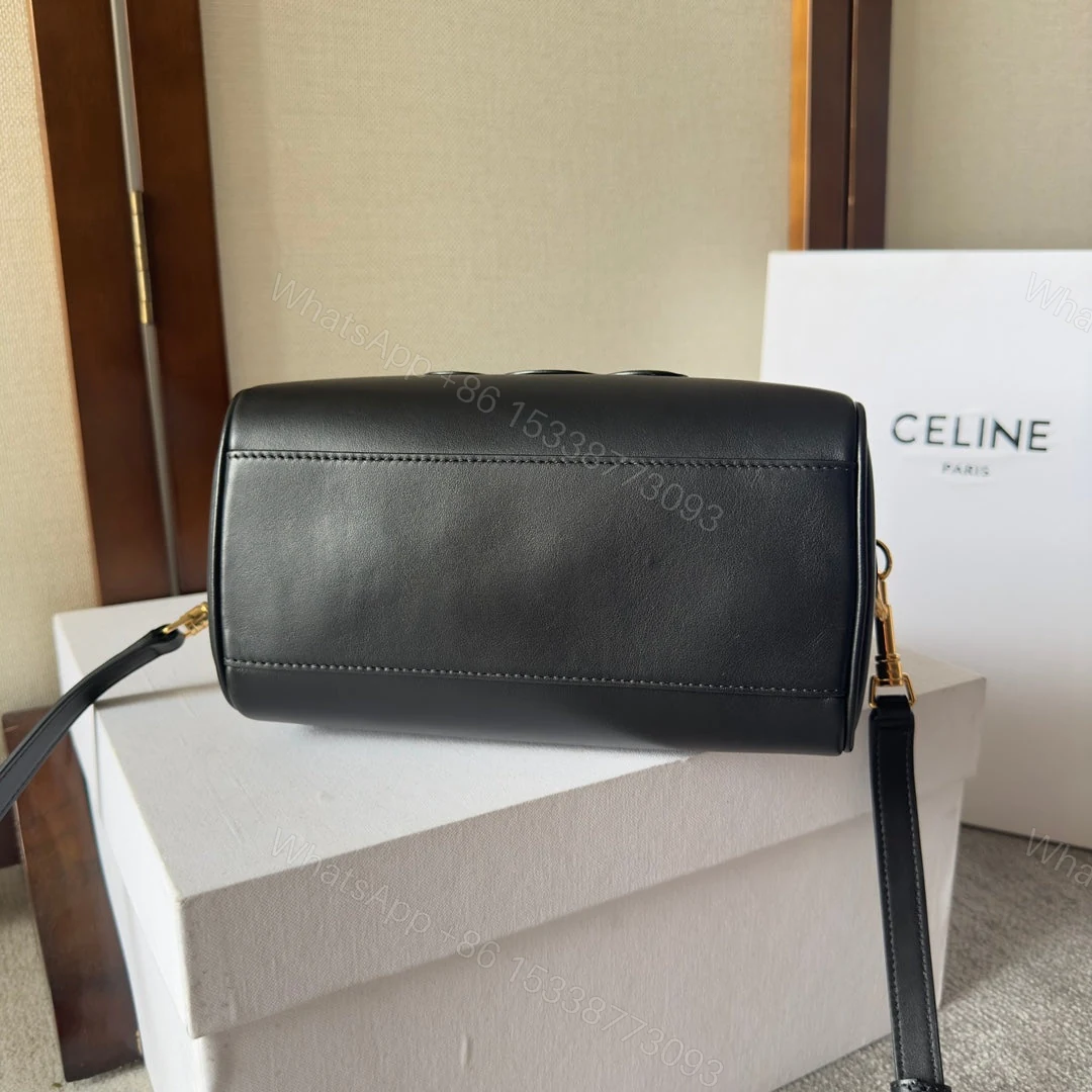 View 6 of CELINE SMALL BOSTON BAG IN SMOOTH CALFSKIN WITH CUIR TRIOMPHE BLACK
