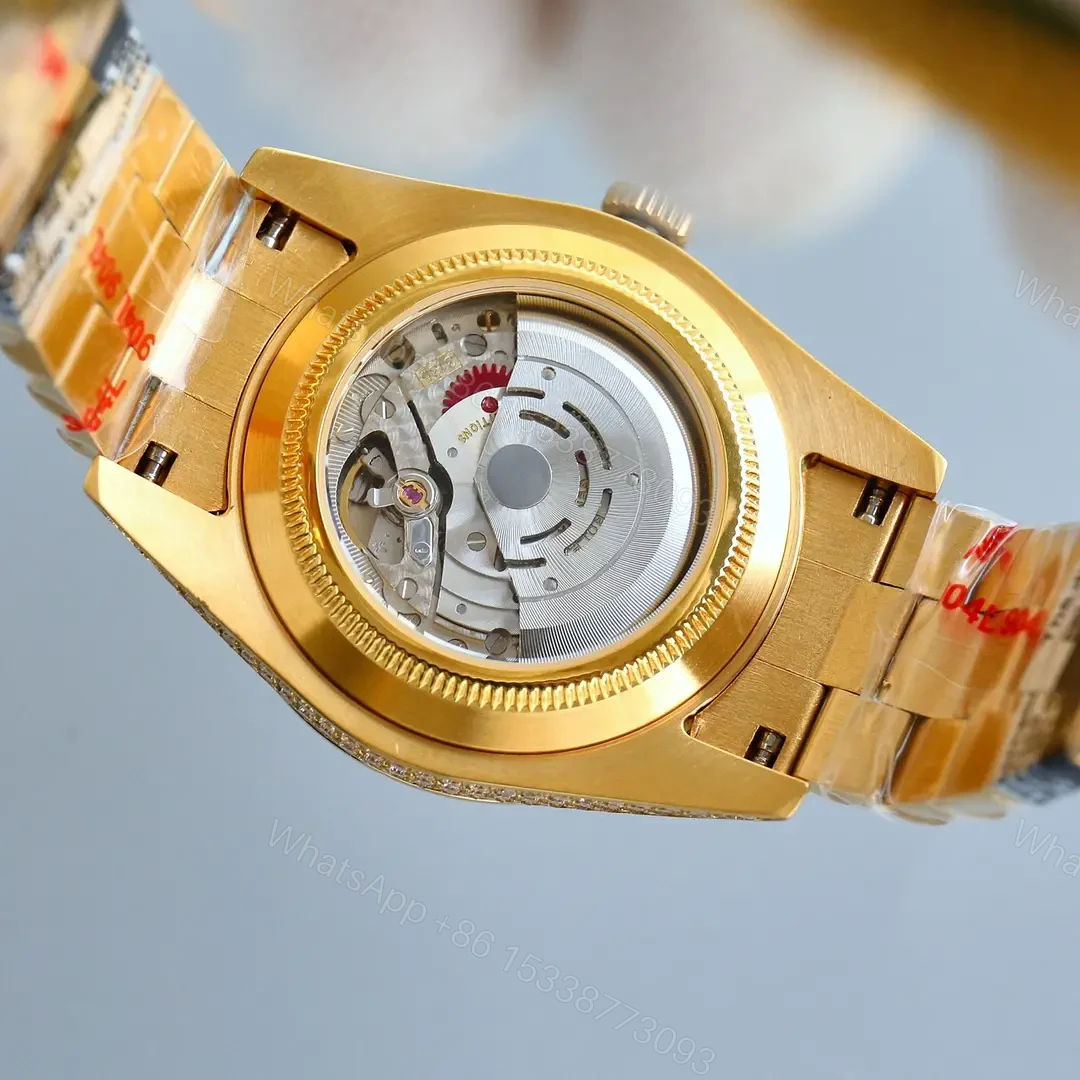 View 8 of Best Rolex Datejust Full Diamond replica· 41MM Gold President Bracelet Edition RG-DATEJUST41-FULL-DIAMOND-GOLD